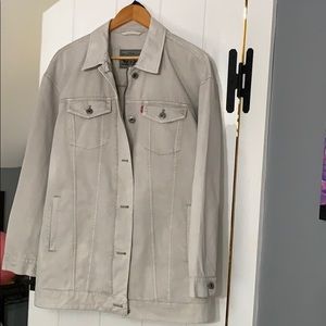 Oversized zipped and button trucker jacket